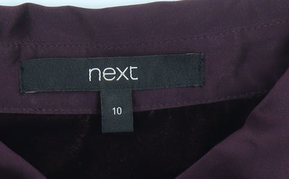 Next Womens Purple Long Sleeve Collared Blouse Size 10 Polyester
