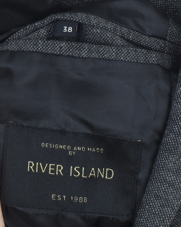 River Island Men’s Grey Blazer Jacket Size 38 Regular Fit Smart Casual