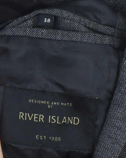 River Island Men’s Grey Blazer Jacket Size 38 Regular Fit Smart Casual
