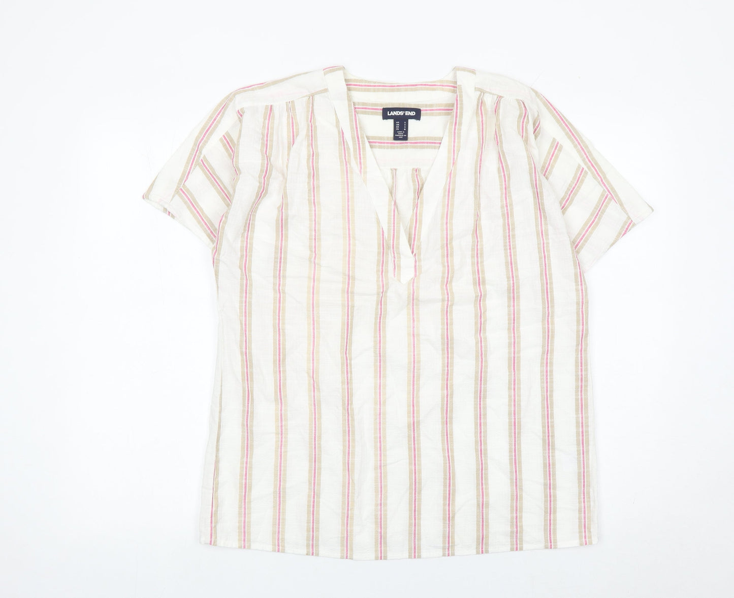 Lands' End Women’s Multicoloured Striped Tunic Blouse S