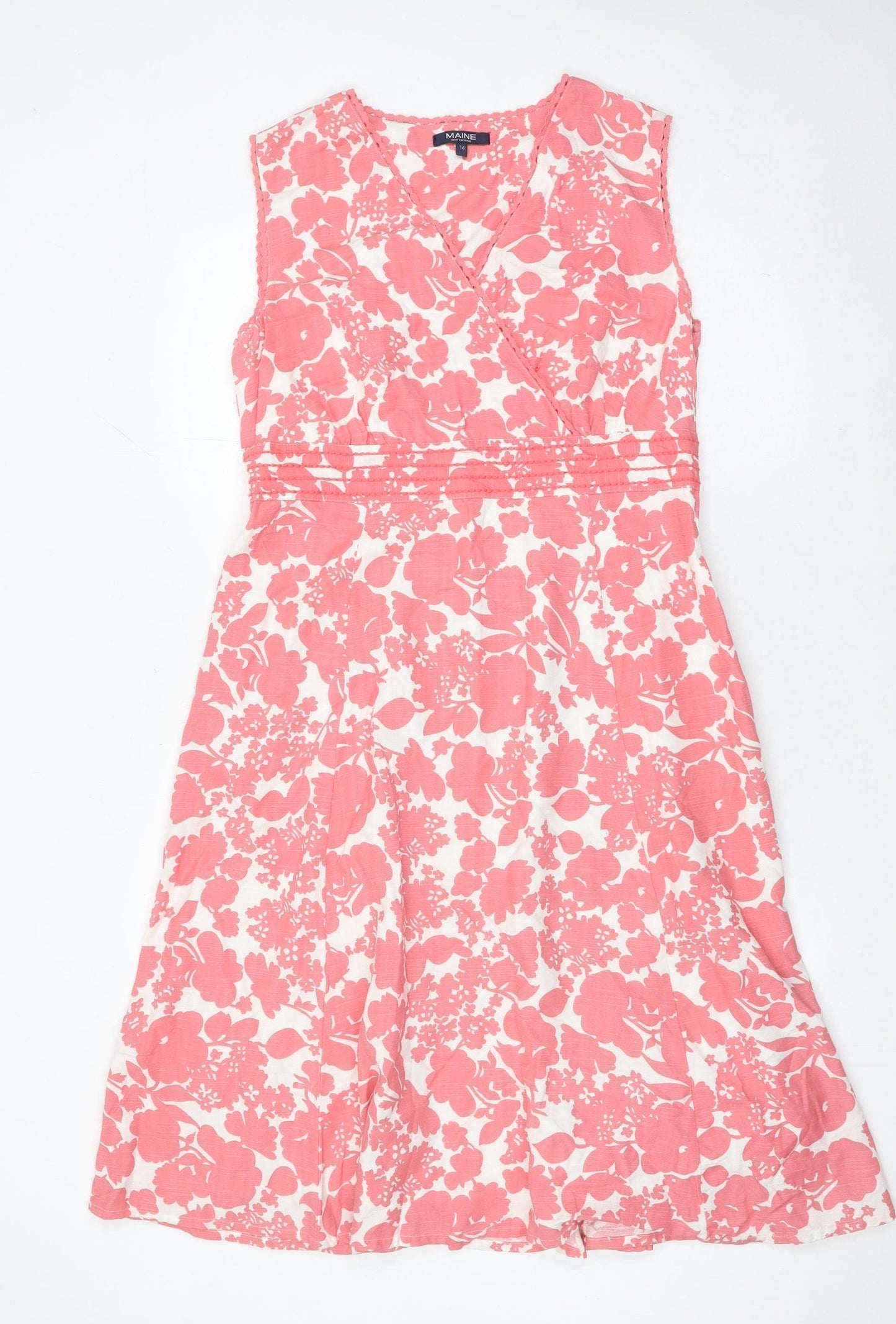 Maine New England Women's Pink Floral A-Line Dress Size 14