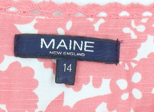 Maine New England Women's Pink Floral A-Line Dress Size 14