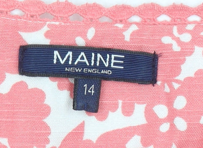 Maine New England Women's Pink Floral A-Line Dress Size 14
