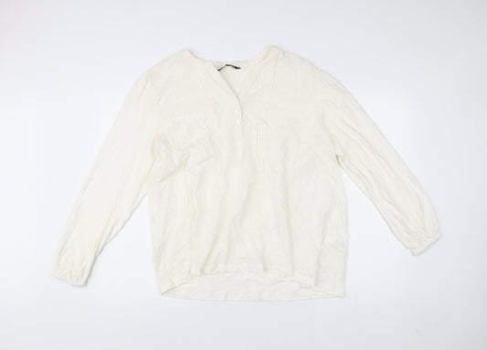 Bonmarché Women’s Ivory Cotton Long Sleeve Blouse Size 14