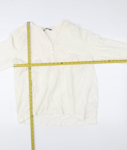Bonmarché Women’s Ivory Cotton Long Sleeve Blouse Size 14