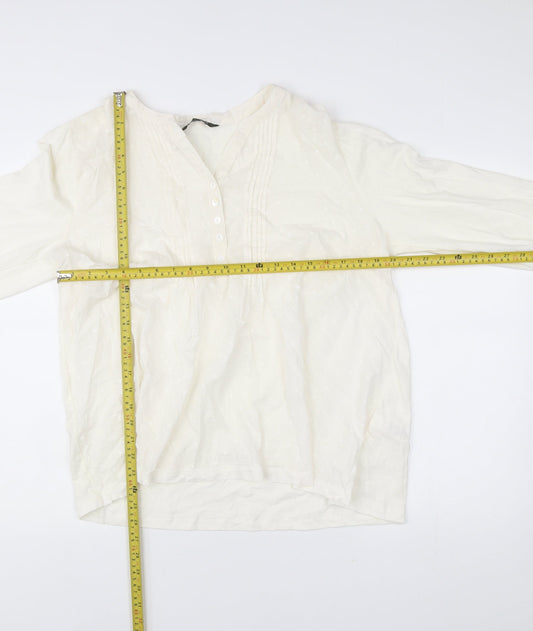 Bonmarché Women’s Ivory Cotton Long Sleeve Blouse Size 14