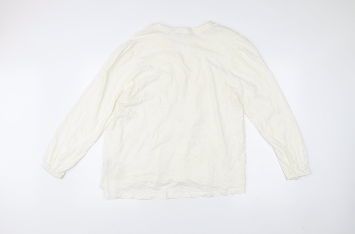 Bonmarché Women’s Ivory Cotton Long Sleeve Blouse Size 14