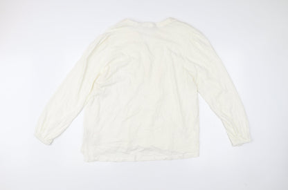 Bonmarché Women’s Ivory Cotton Long Sleeve Blouse Size 14
