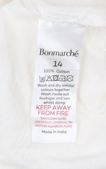 Bonmarché Women’s Ivory Cotton Long Sleeve Blouse Size 14