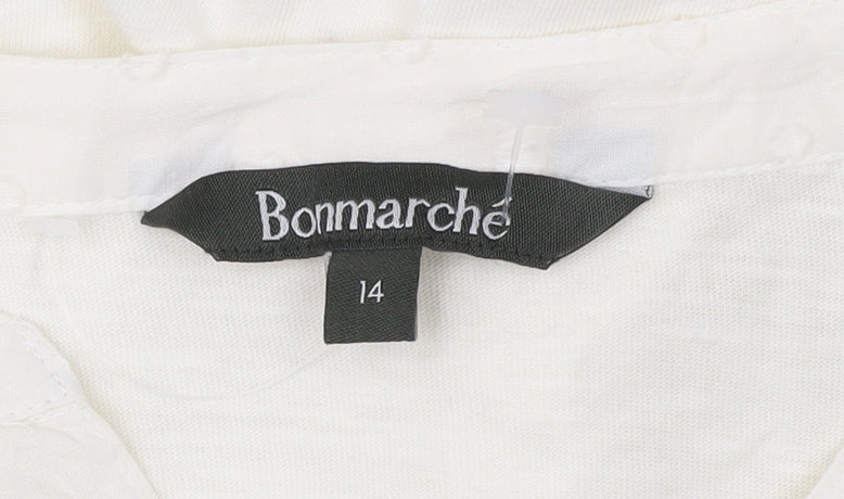 Bonmarché Women’s Ivory Cotton Long Sleeve Blouse Size 14
