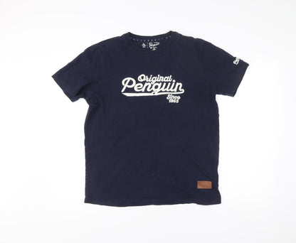 Penguin Men’s Blue Graphic Logo T-Shirt Size M Cotton Blend
