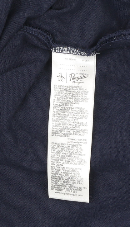 Penguin Men’s Blue Graphic Logo T-Shirt Size M Cotton Blend