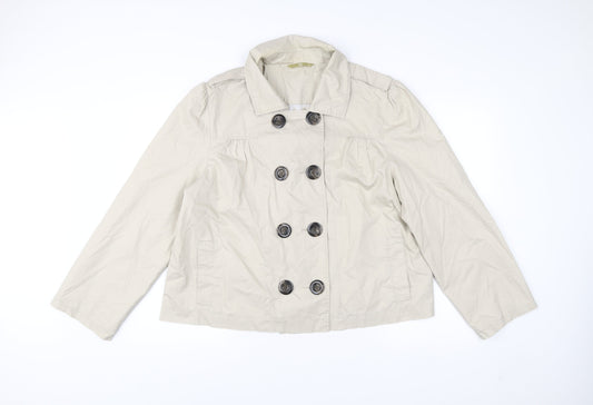 TU Women’s Beige Cotton Pea Coat Jacket Size 20