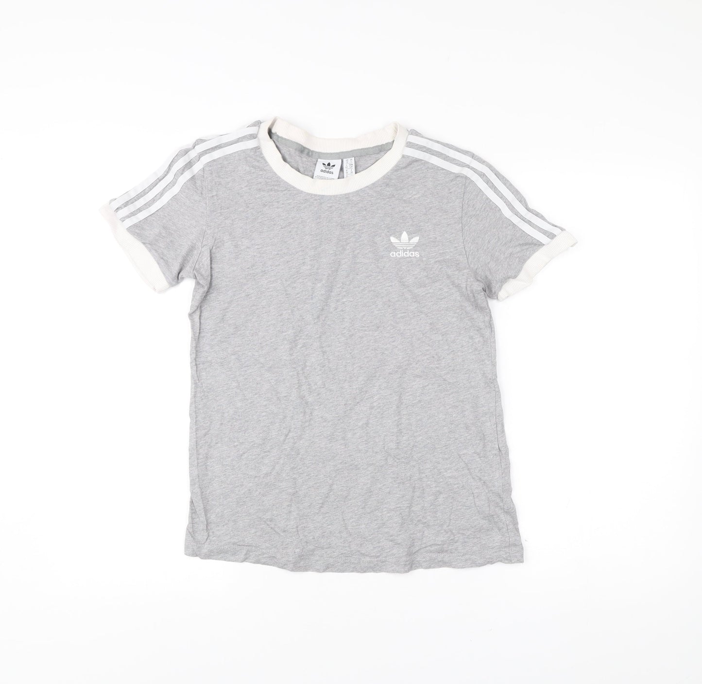 Womens UK Size 10 adidas Grey Ringer T-Shirt