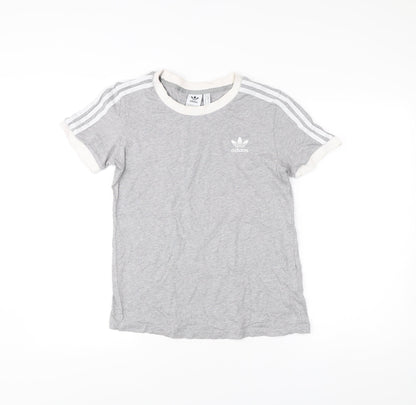 Womens UK Size 10 adidas Grey Ringer T-Shirt