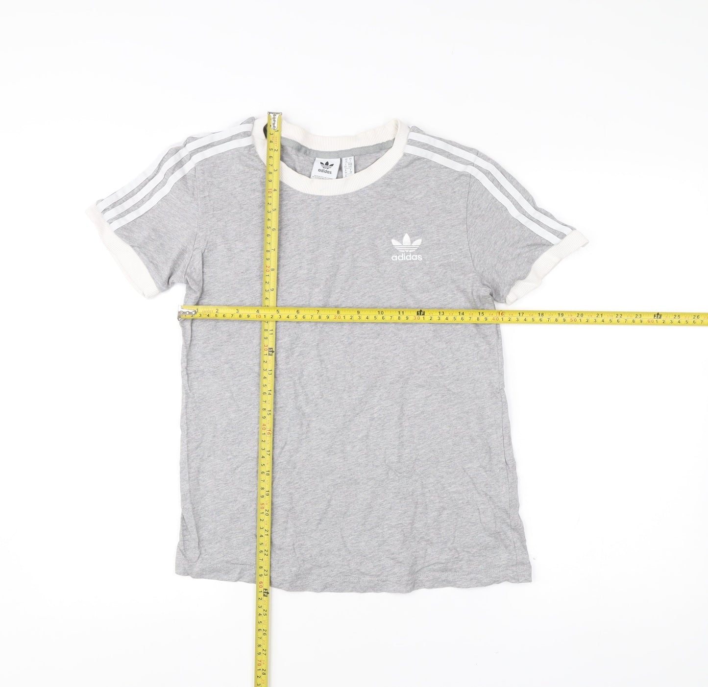 Womens UK Size 10 adidas Grey Ringer T-Shirt