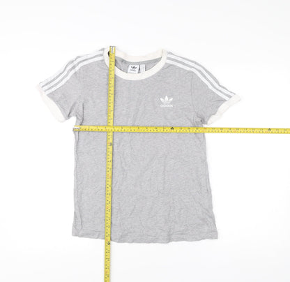 Womens UK Size 10 adidas Grey Ringer T-Shirt