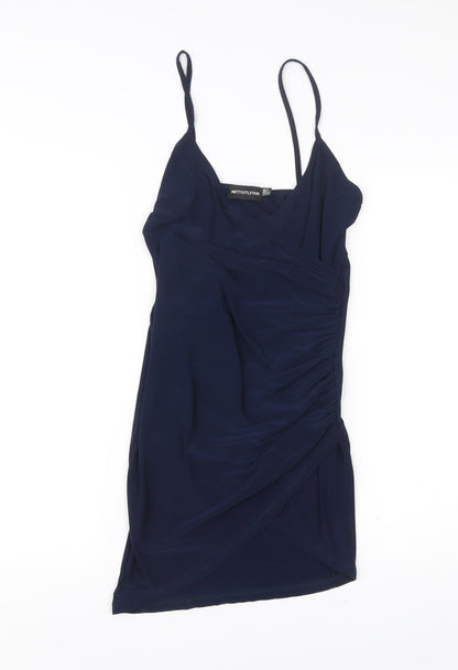 PrettyLittleThing Women’s Blue Size 8 Slip Dress Ruched Short Party