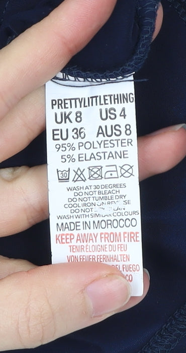 PrettyLittleThing Women’s Blue Size 8 Slip Dress Ruched Short Party