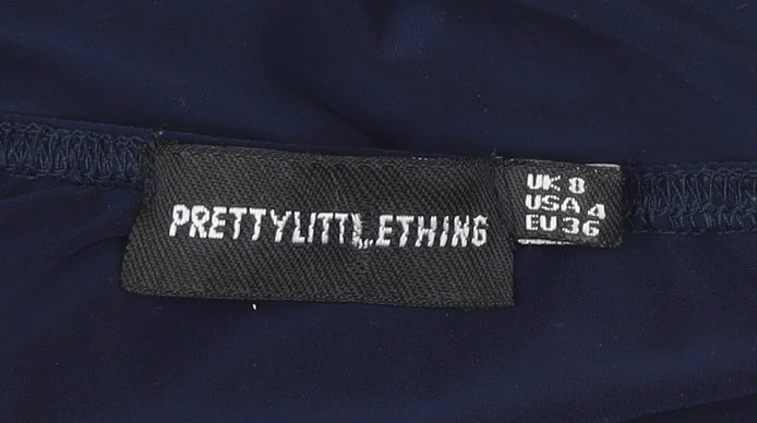 PrettyLittleThing Women’s Blue Size 8 Slip Dress Ruched Short Party