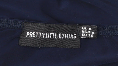 PrettyLittleThing Women’s Blue Size 8 Slip Dress Ruched Short Party