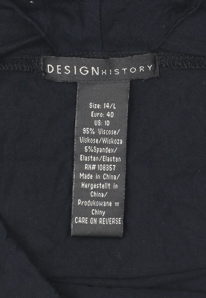 Design History Women Black Size 14 Rhinestone Sleeve Blouse
