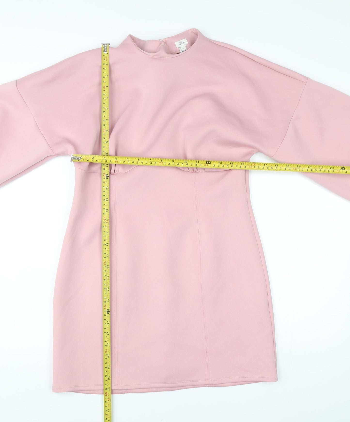 River Island Women’s Pink Shift Dress Size 14 Long Sleeve Party