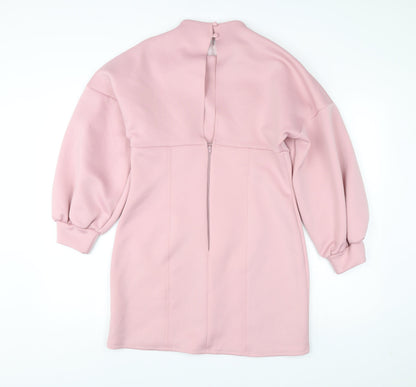 River Island Women’s Pink Shift Dress Size 14 Long Sleeve Party