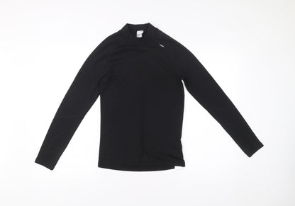 Decathlon Women Black XS Long Sleeve Mock Neck Sports Top