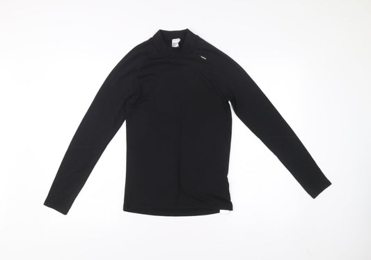 Decathlon Women Black XS Long Sleeve Mock Neck Sports Top