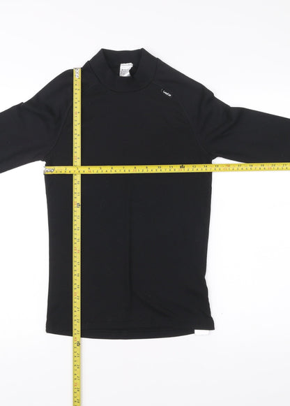Decathlon Women Black XS Long Sleeve Mock Neck Sports Top