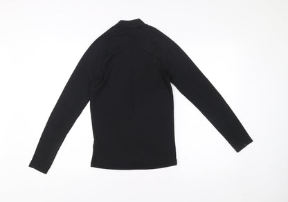 Decathlon Women Black XS Long Sleeve Mock Neck Sports Top