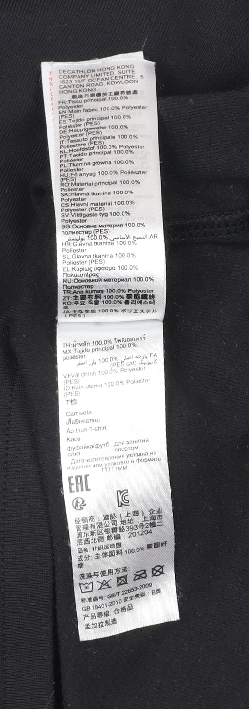 Decathlon Women Black XS Long Sleeve Mock Neck Sports Top