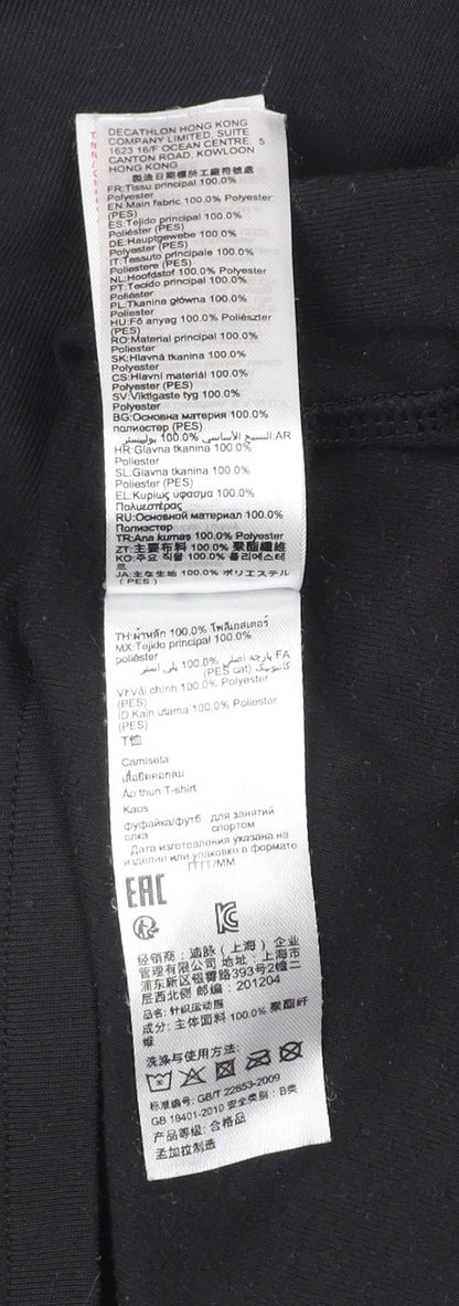 Decathlon Women Black XS Long Sleeve Mock Neck Sports Top