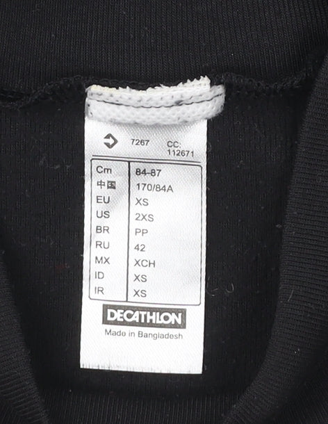 Decathlon Women Black XS Long Sleeve Mock Neck Sports Top