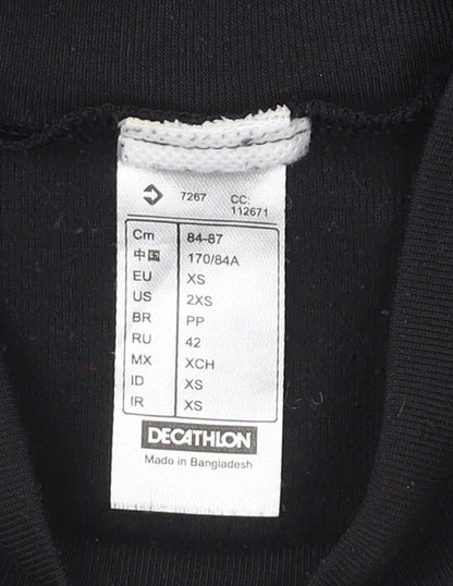Decathlon Women Black XS Long Sleeve Mock Neck Sports Top
