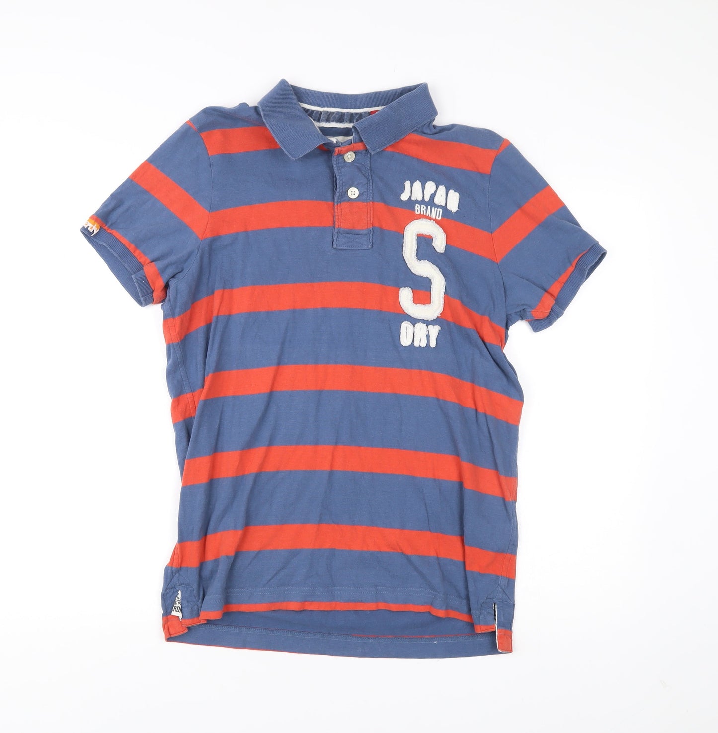 Superdry Men’s Blue Striped Polo Shirt L Cotton Casual