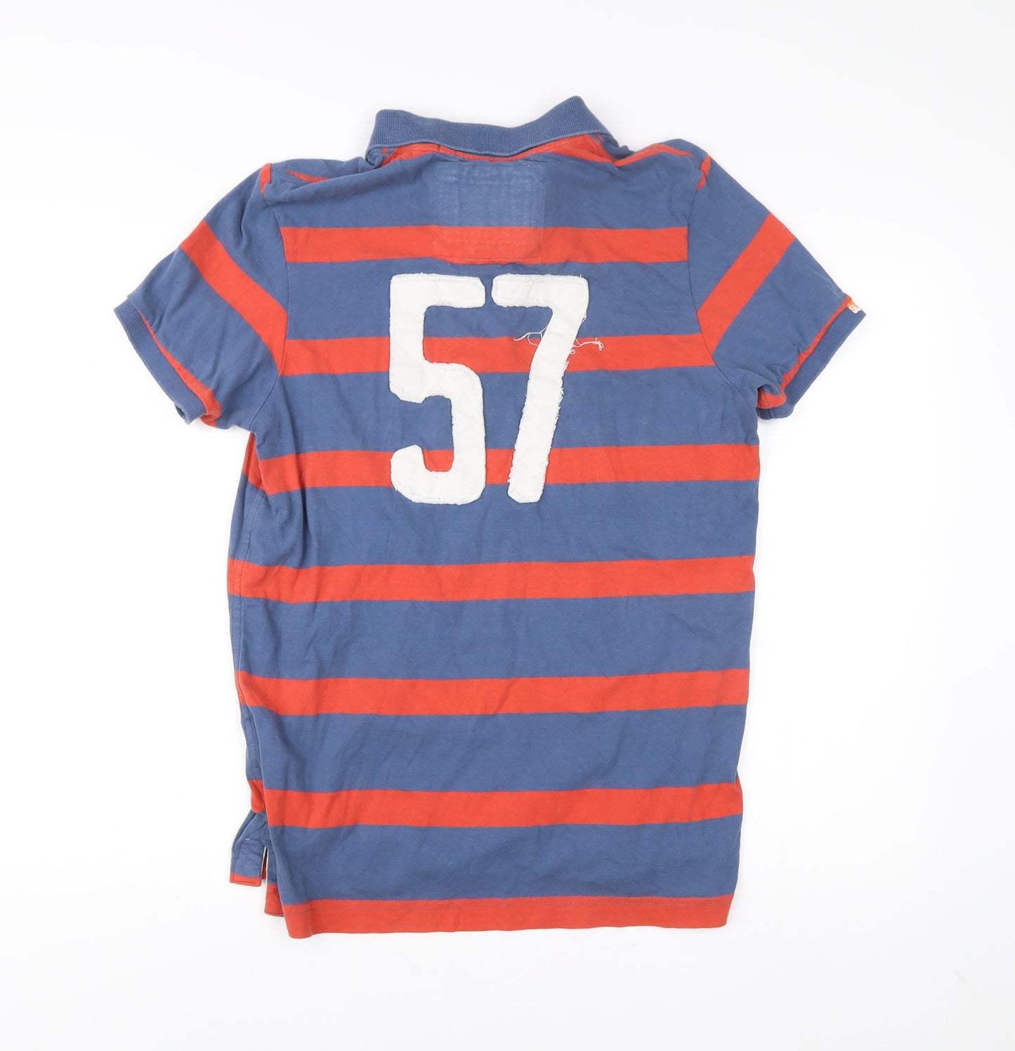 Superdry Men’s Blue Striped Polo Shirt L Cotton Casual