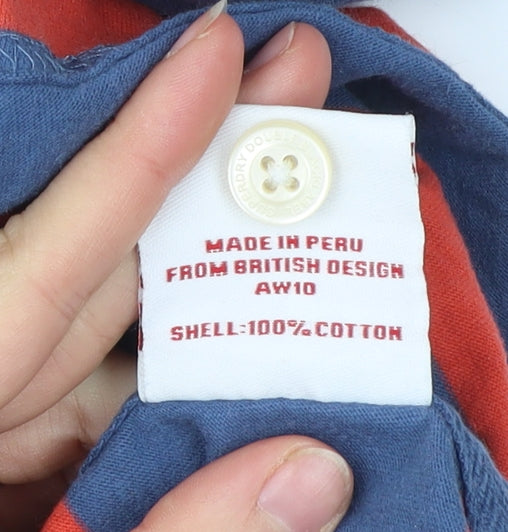 Superdry Men’s Blue Striped Polo Shirt L Cotton Casual