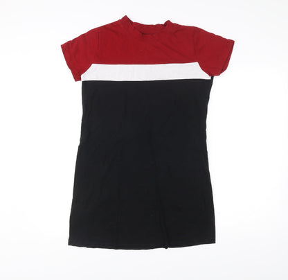 RIGO Men’s Red Black White Colourblock Cotton T-Shirt Size L