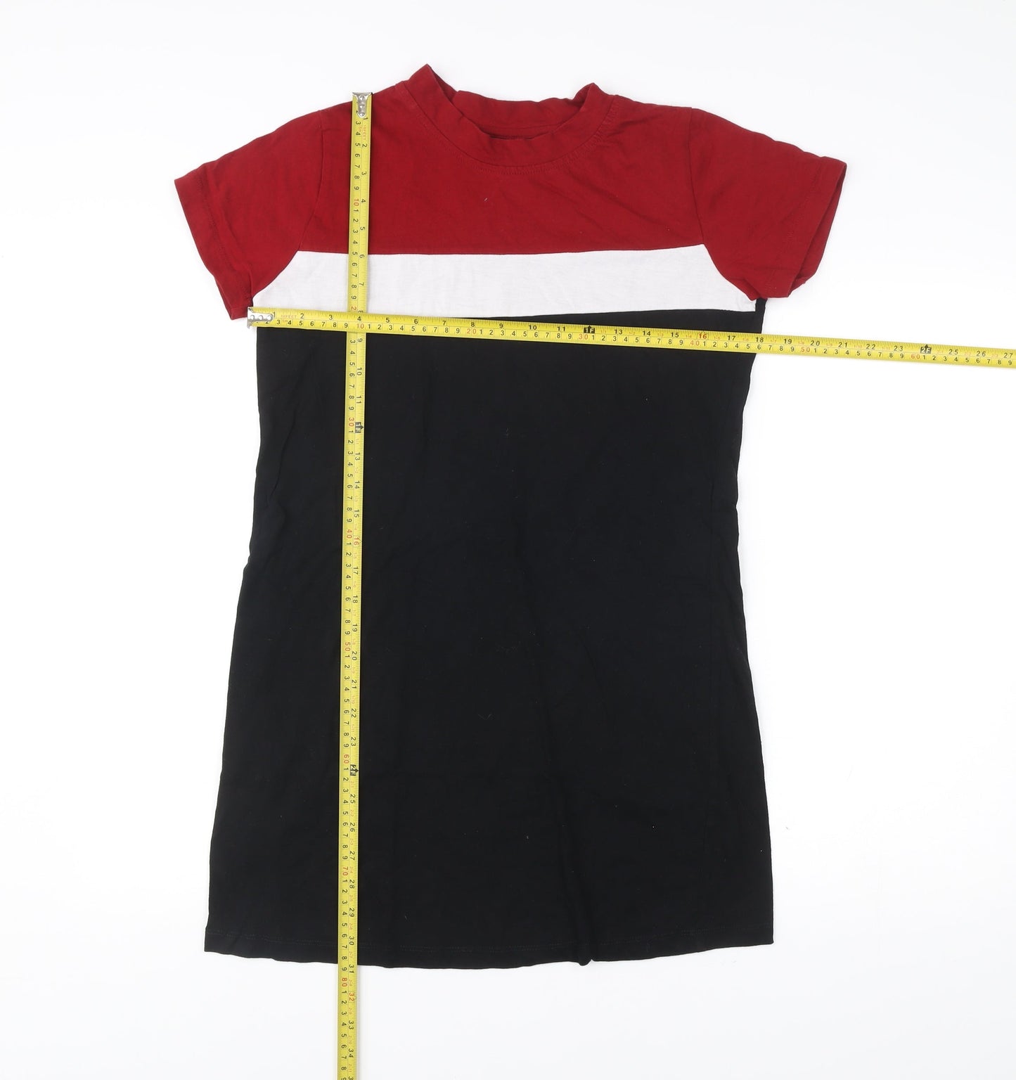 RIGO Men’s Red Black White Colourblock Cotton T-Shirt Size L