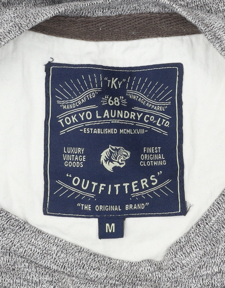 Tokyo Laundry Men's Grey Graphic Print Crew Neck T-Shirt Size M