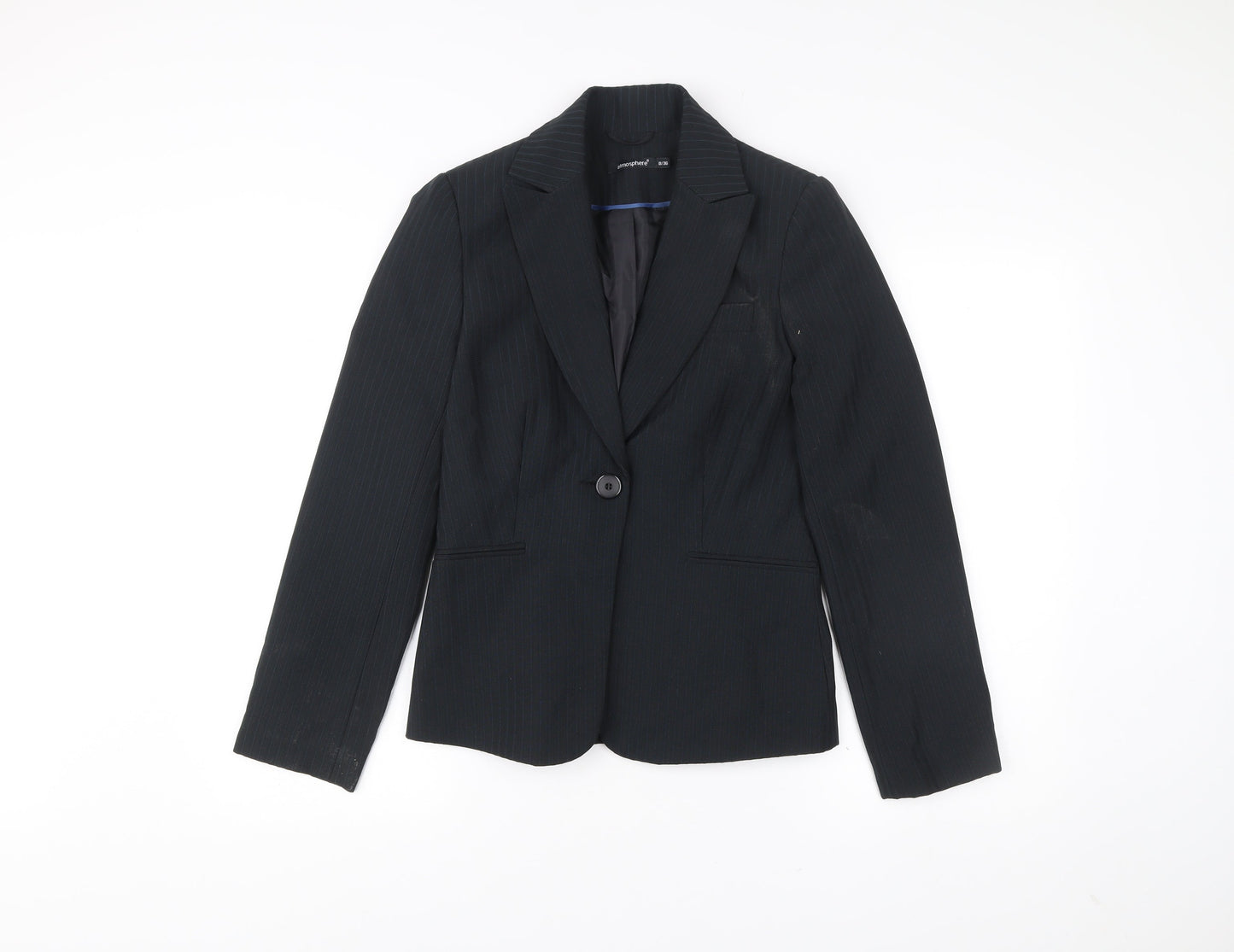Atmosphere Womens Black Pinstripe Blazer Size 8 Regular Fit Jacket