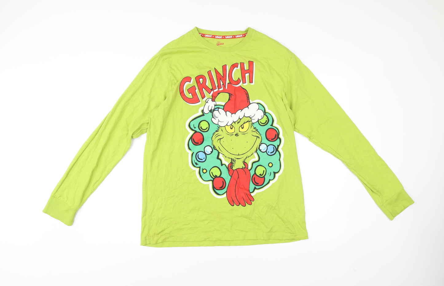 The Grinch Men’s Green Long Sleeve Christmas Cotton T-Shirt L