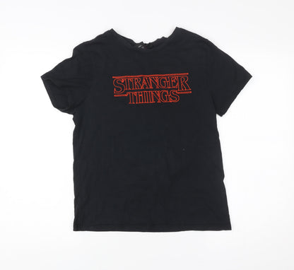 Womens UK Size S Stranger Things Black Graphic T-Shirt