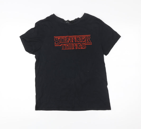 Womens UK Size S Stranger Things Black Graphic T-Shirt