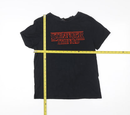 Womens UK Size S Stranger Things Black Graphic T-Shirt