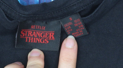 Womens UK Size S Stranger Things Black Graphic T-Shirt