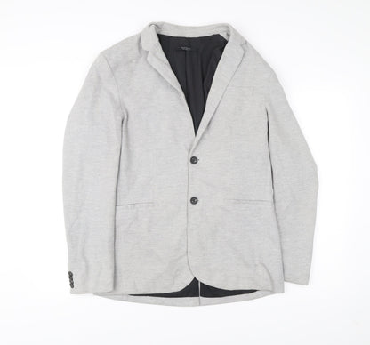 Zara Men’s Grey Blazer Jacket L 42" Regular Fit Polyester Cotton