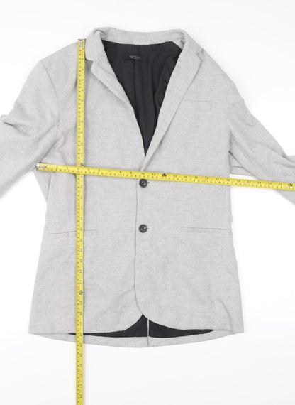 Zara Men’s Grey Blazer Jacket L 42" Regular Fit Polyester Cotton